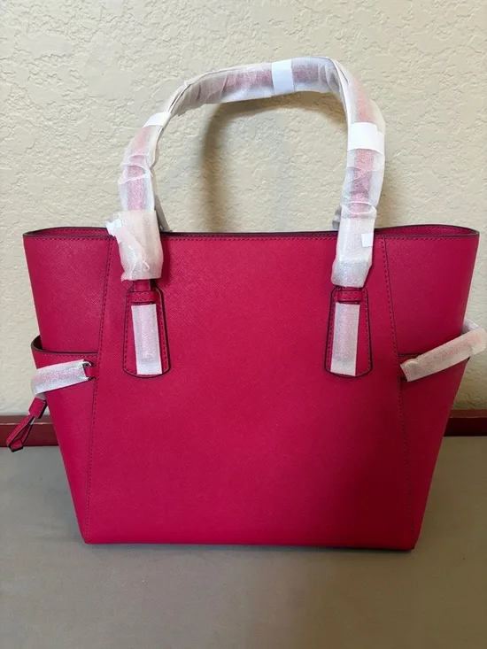 Michael Kors Hot Pink Saffiano Leather Tote - Picture 2 of 6